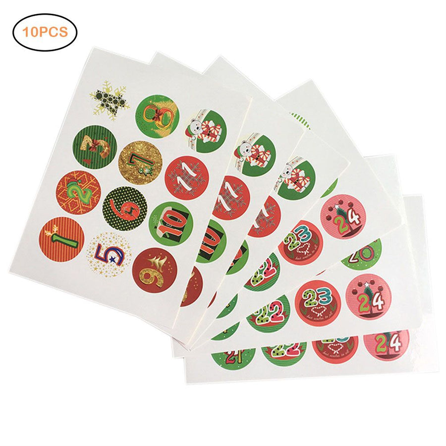 Christmas Advent Number Stickers Christmas Candy Sealing Stickers DIY Gifts Package Labels