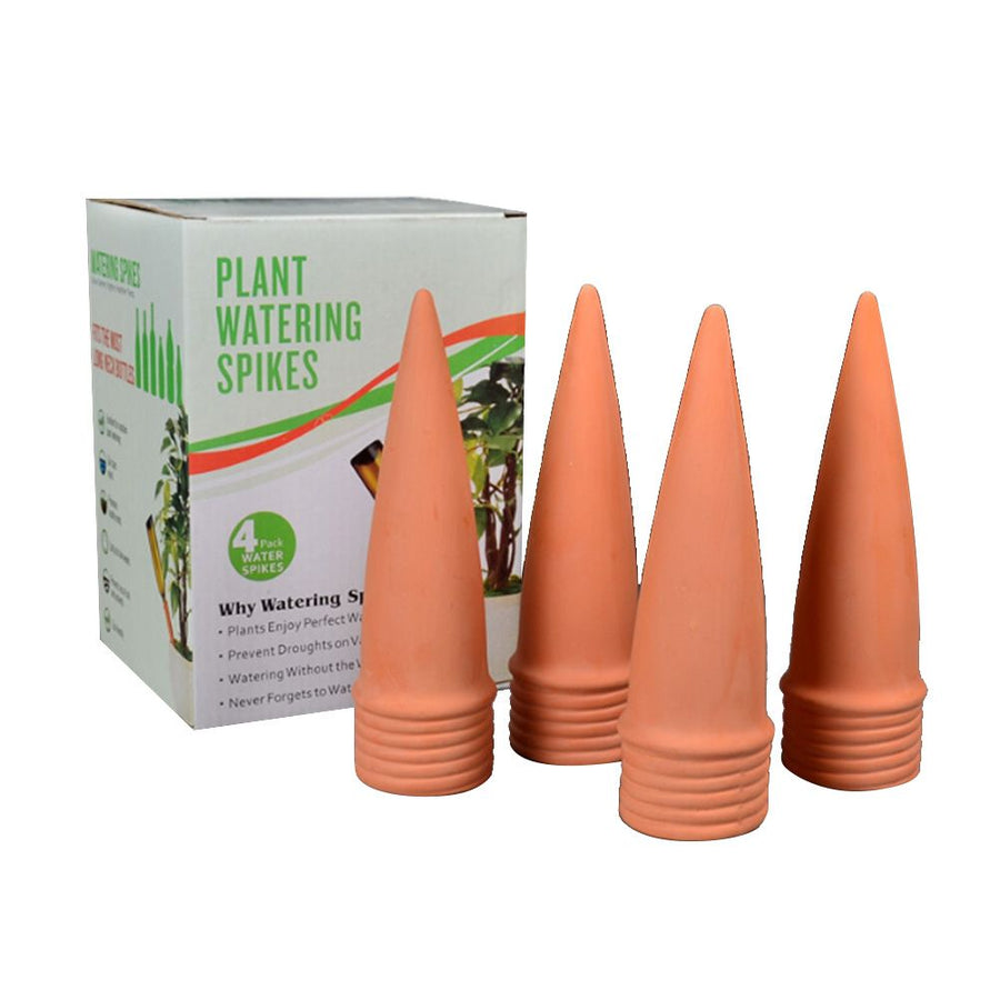 4Pcs Cone Watering System Set Garden Watering Stakes Ceramic Clay Cones