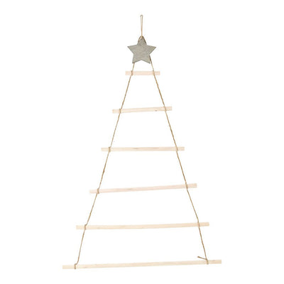 Wooden Hanging Ornaments with Star and Rope Decoration for Wall Christmas Tree