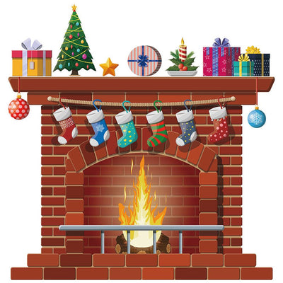 Christmas Fireplace Wall Decals DIY Home Decor Living Room Sticker Bedroom Decoration Nursery Wallpaper