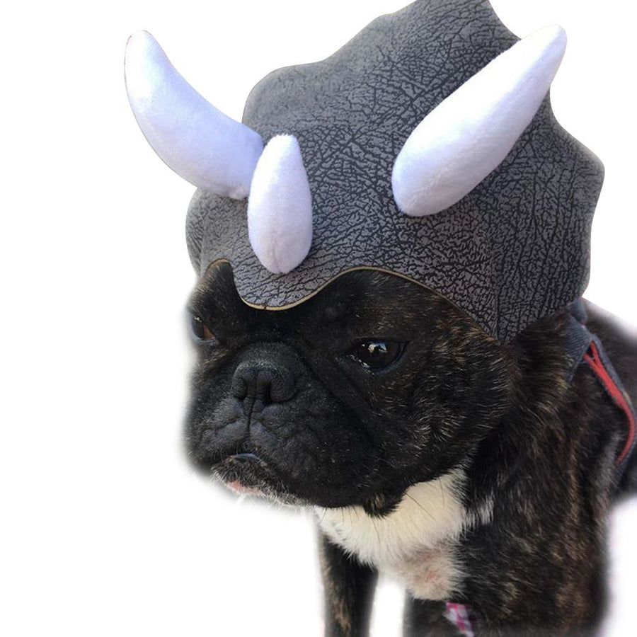 Pet Headwear Triceratops Pet Hat Funny Pet Clothes Dog Cat Dress Up Party Apparel Clothing Cosplay Cute Horn Headdress