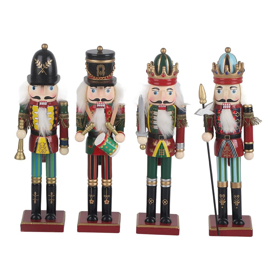 4Pcs 30cm Christmas Nutcracker Soldiers Wooden Soldier Nutcracker on Stand Home Decor Christmas Gift