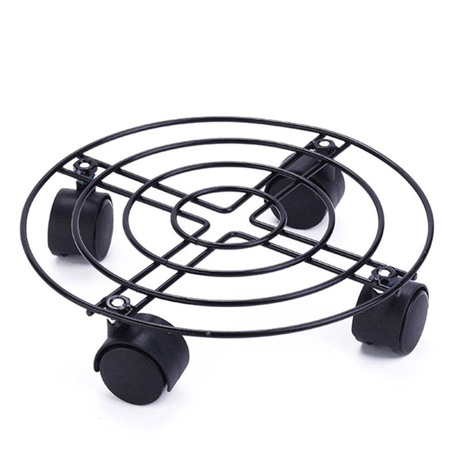Heavy Duty Iron Potted Plant Stand With Wheels Round Flower Pot Rack for Indoor Outdoor