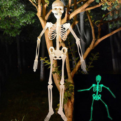 90cm Halloween Luminous Skeleton Hanging Flexible Joints Skeleton Outdoor Crazy Scary Hanging Props
