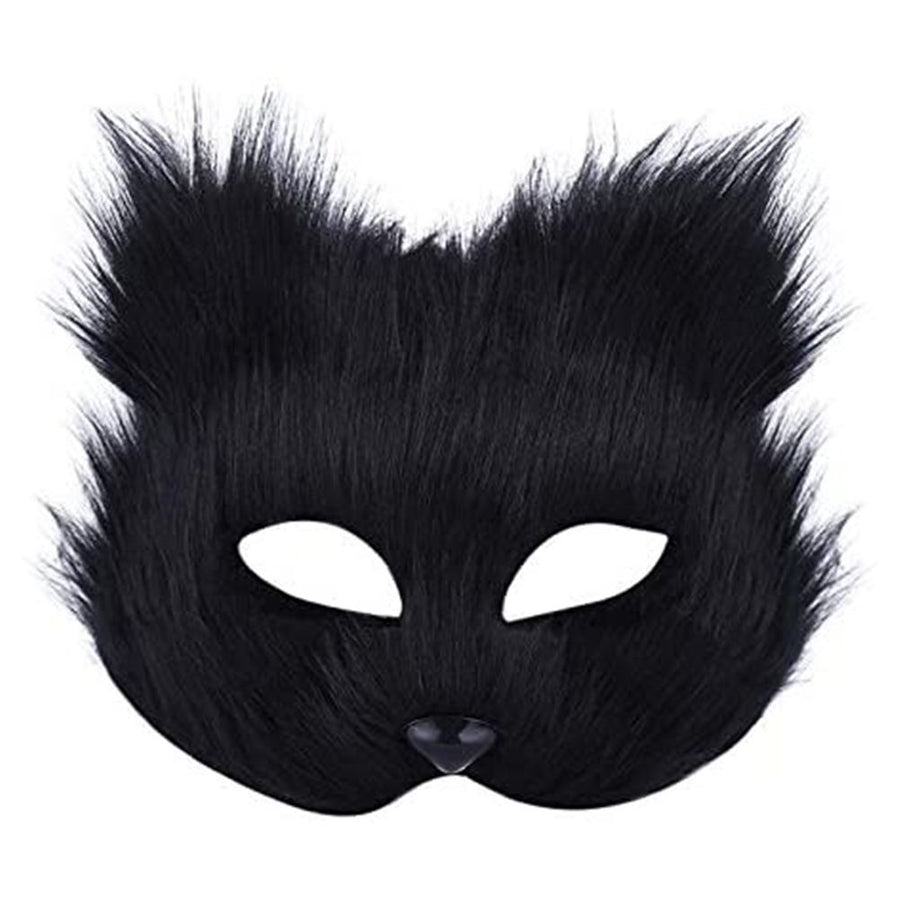 Halloween Fluffy Mask Masquerade Halloween Mask Props Animal Half Face Mask for Men and Women