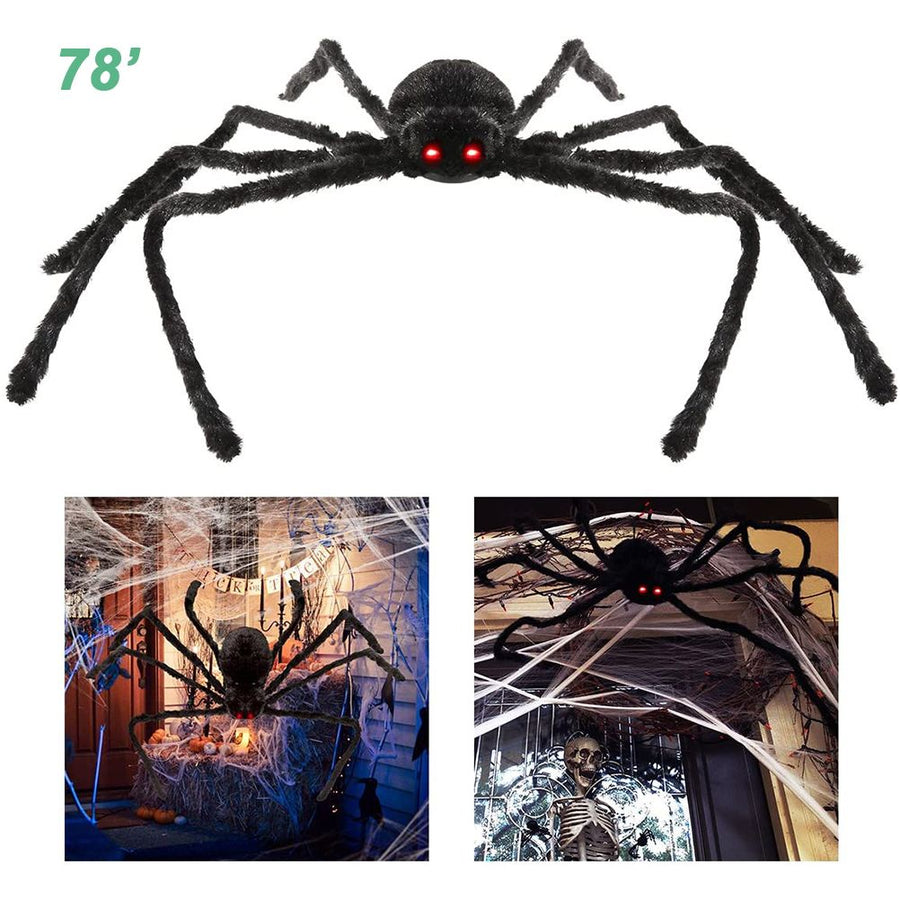 200cm Giant Halloween Spider Decorations Props Adjustable Simulation Hanging Spider for Halloween Indoor Outdoor Decorations