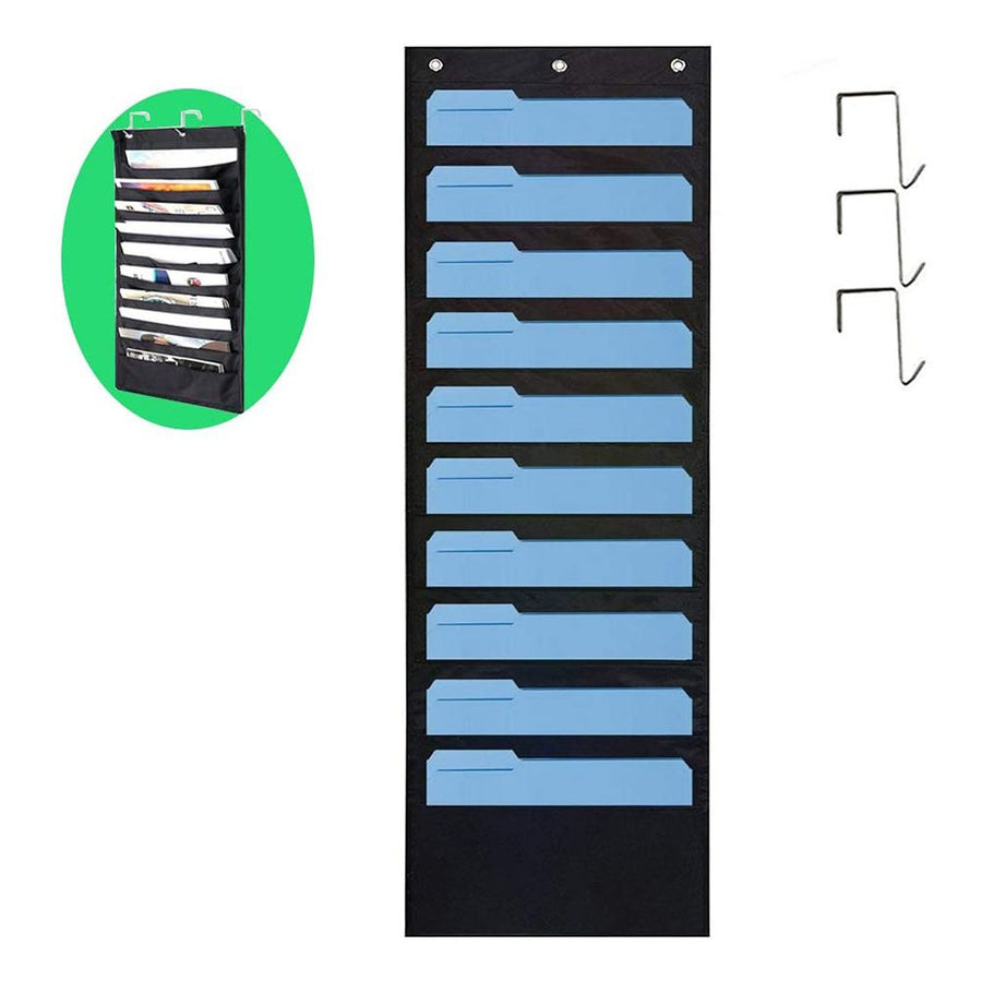 Hanging Wall Organiser 10 Pocket Wall Hanging File Organiser Storage Hanging File Folder for Papers Folders Charts Home Office