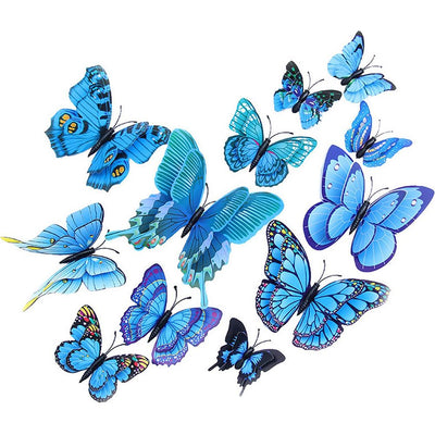 3D Double Winged Butterfly Stickers Butterfly Wall Stickers Realistic Versatile Home Wall Decoration for Home Marble Glass