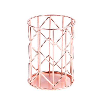 Wire Metal Makeup Brush Pot Pen Holder Hollow Organizer Decoration