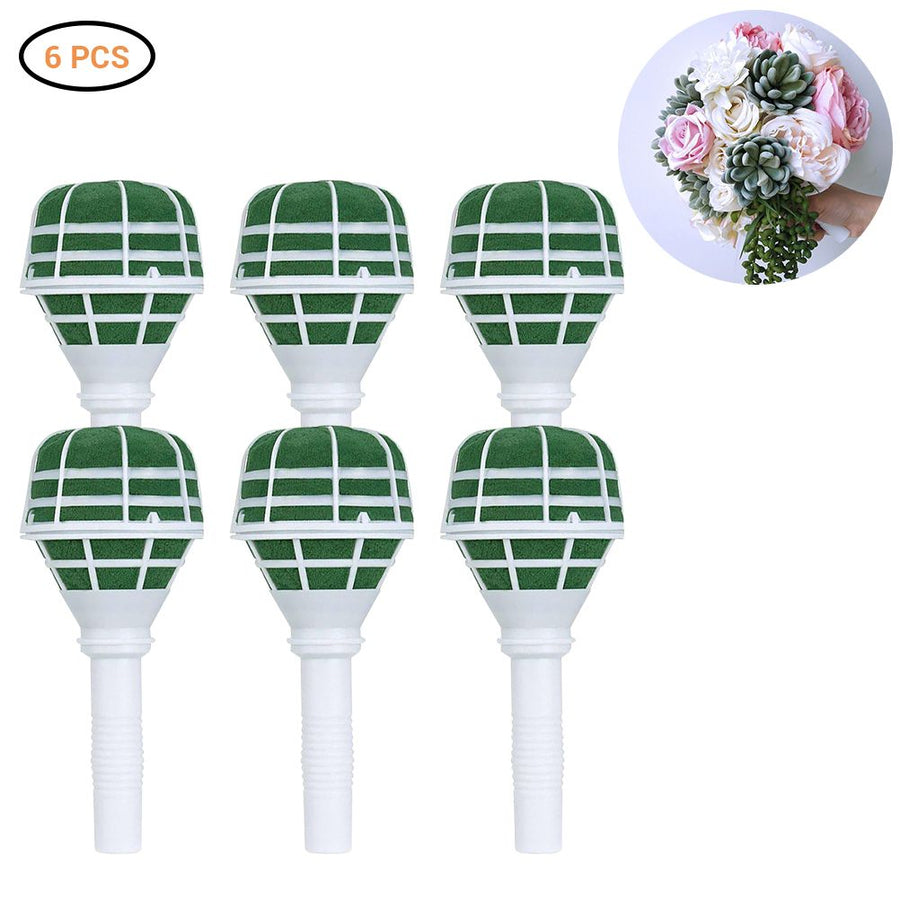 6PCS Bouquet Holders Foam Floral Handle Lightweight DIY Bouquet Accessories for Bridal