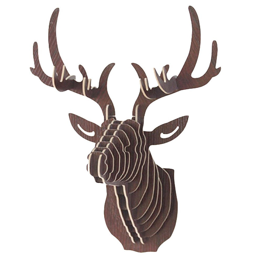 3D Wooden DIY Animal Deer Head Puzzle Model Home Office Wall Hanging Storage Holders Racks Craft Home Decor