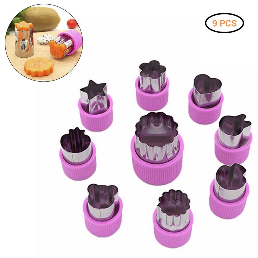 9Pcs Fruit Vegetable Cutter Molds Cartoon Cutter Mold Flowers Cake Biscuit Cutting Shape Tools Fondant Pastry Moulds