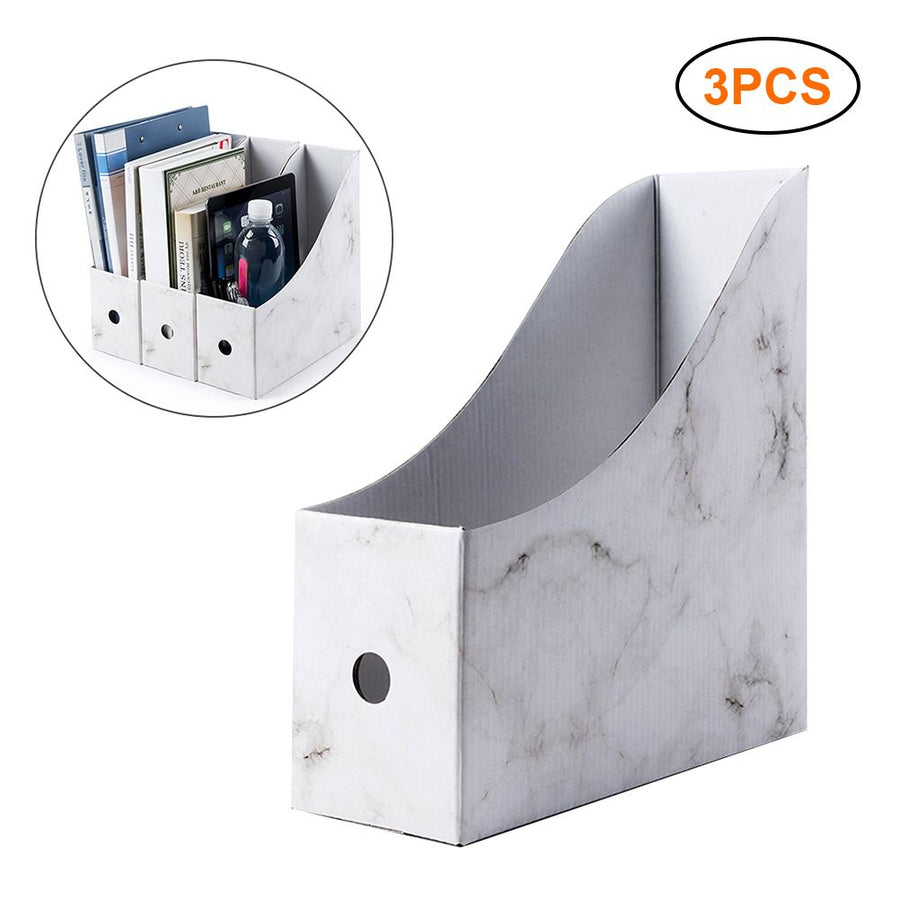 3 pcs Sturdy Cardboard Magazine Holders Folder Holders Magazine Storage Box Desk File Holder