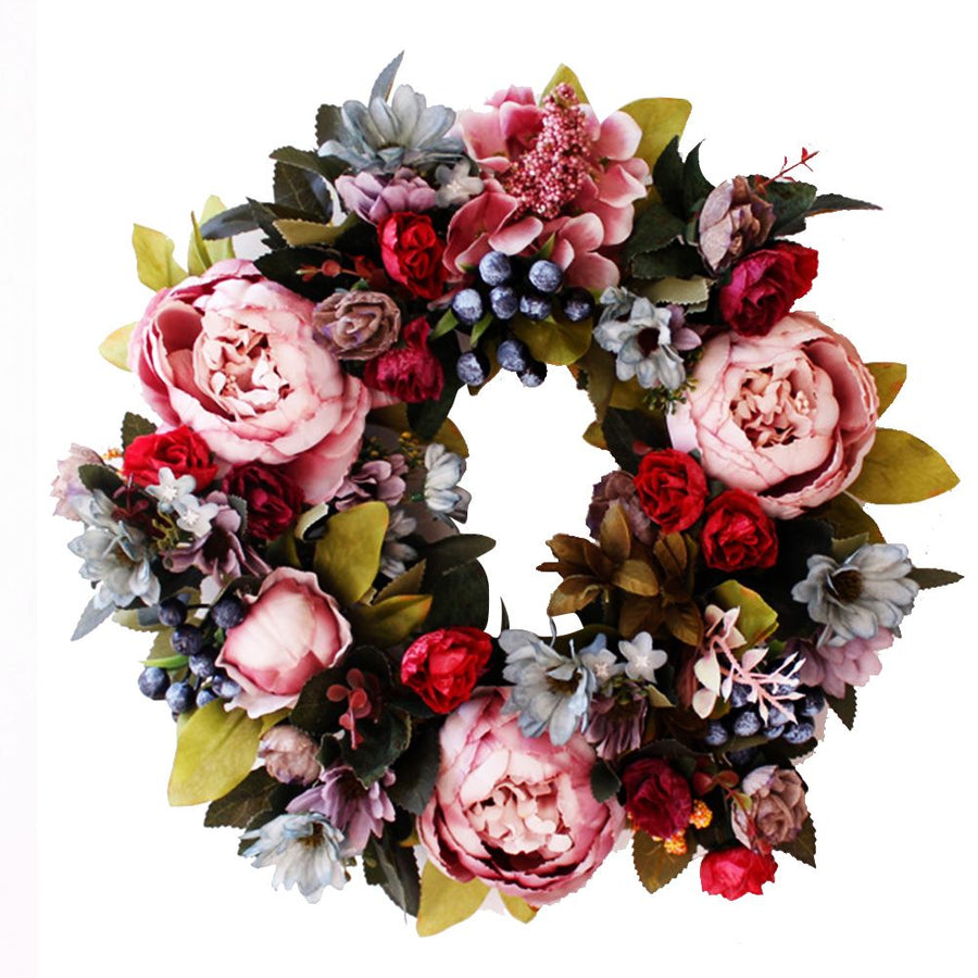 Christmas Wreath Handcraft Peony Wreath Artificial Spring Garland Wreath for Door Wall Wedding Party Home Decor