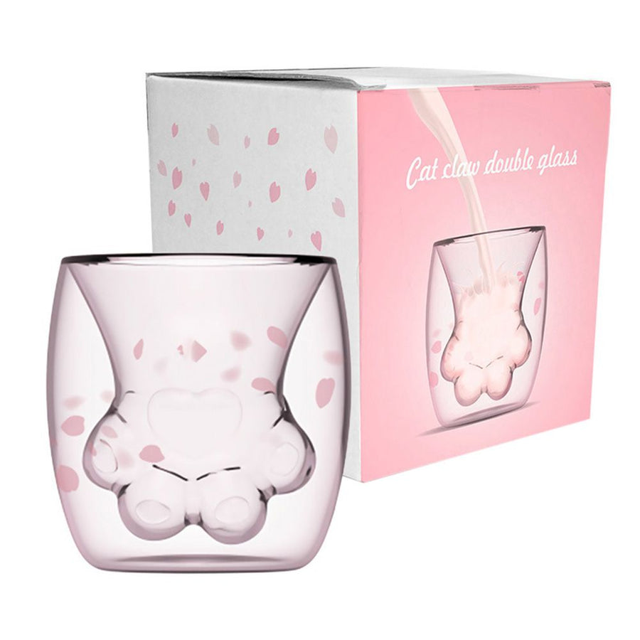 Cat Paw Mug Cat Claw Coffee Mug Double Wall Glass Mug Novelty Gift for Friends