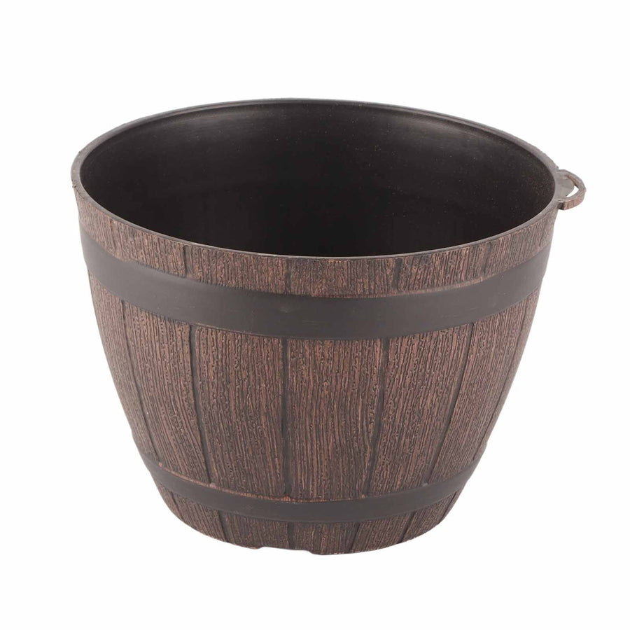 Imitation Wooden Barrel PP Resin Flower Pot Imitated Wood Planting Barrel