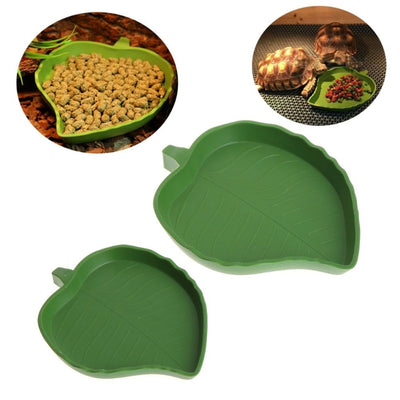 2PCS Leaf Reptile Food Water Bowl Plate Dish for Tortoise Snake Crawl Pet Drinking and Eating