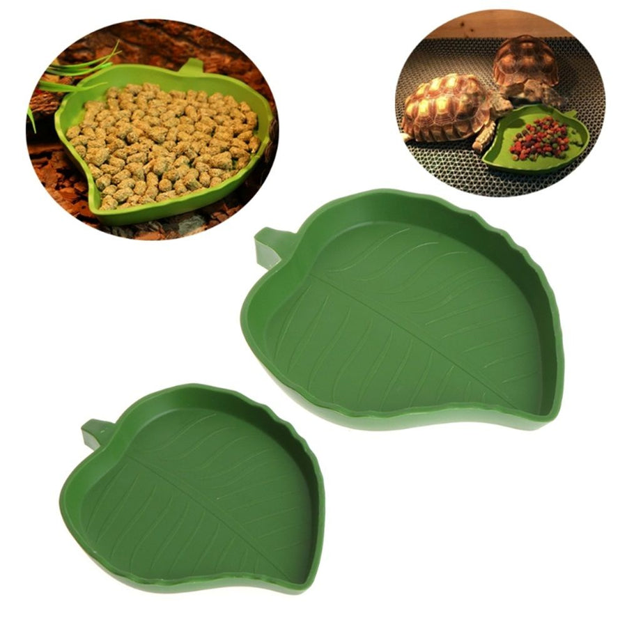 2PCS Leaf Reptile Food Water Bowl Plate Dish for Tortoise Snake Crawl Pet Drinking and Eating