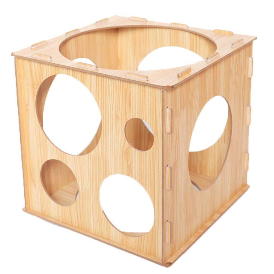 9 Holes Balloon Sizer Box Balloon Measurement Box Balloon Arch Kit Collapsible Wood Cube Balloon Sizer Box for Birthday Wedding Party