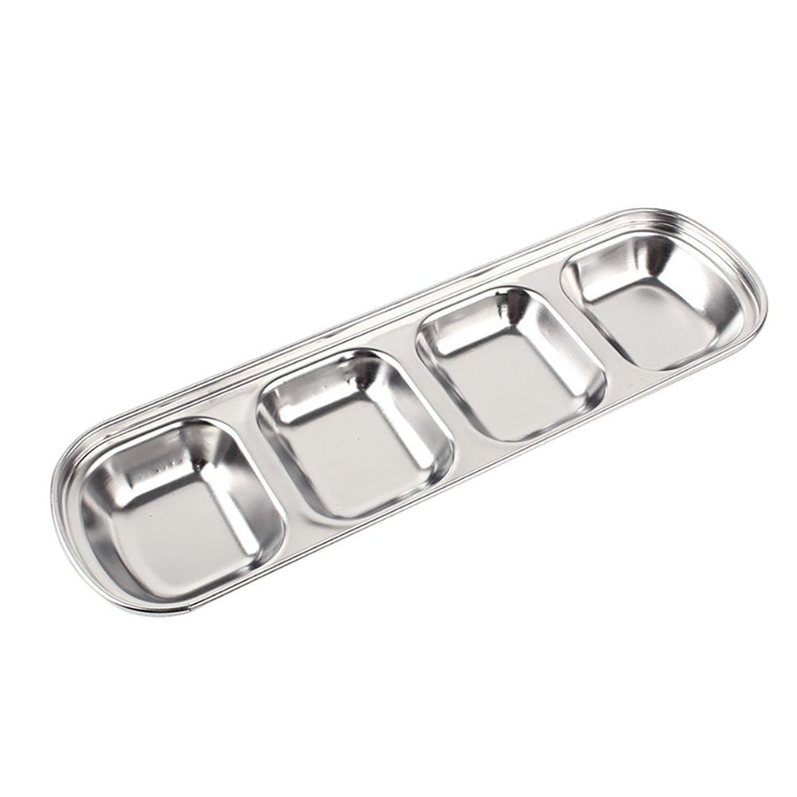 Divided Seasoning Dish Stainless Steel Sauce Dish Kitchen Dipping Dish