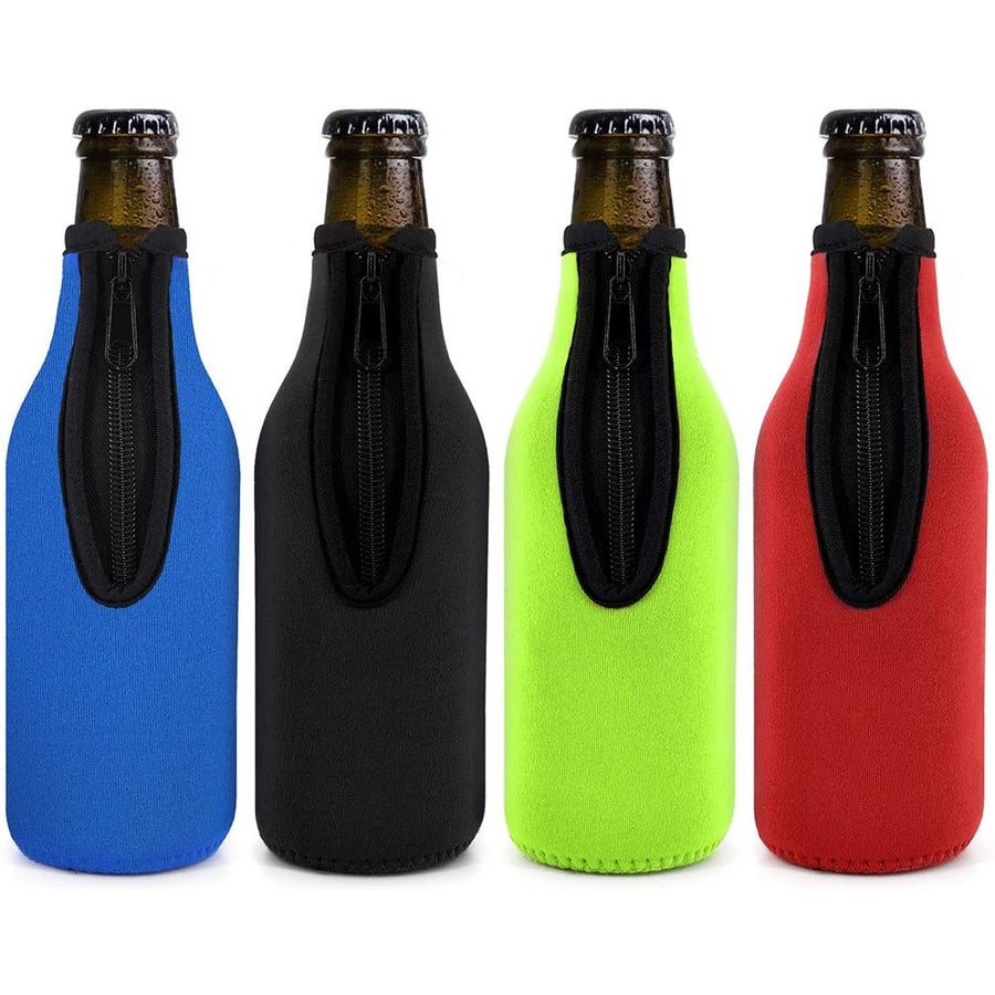 Beer Bottle Sleeve Zip Up Bottle Cover Collapsible Neoprene Sleeve Beer Cooler Covers for Indoor Outdoor Activities