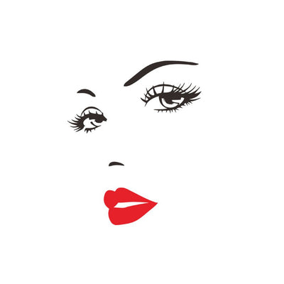 Beautiful Women Face and Red Lips Wall Sticker Home Living Room Bedroom Decoration