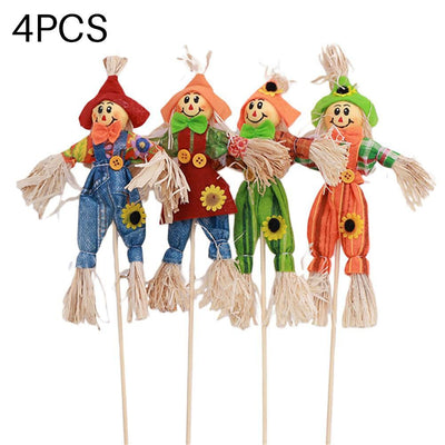 4PCS Standing Scarecrow Cute Fall Garden Scarecrow Ornament for Halloween Decoration Mall Bar Decoration