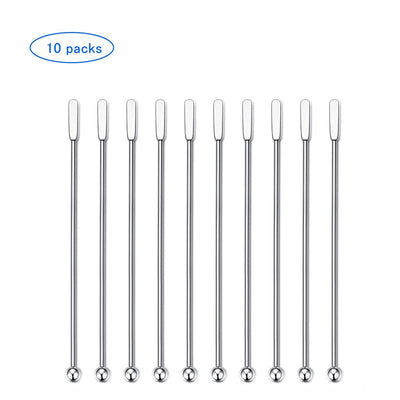10Pcs Swizzle Sticks Stainless Steel Coffee Cocktail Beverage Drink Stirrer Stick Reusable Stir Sticks for Bar Home Office