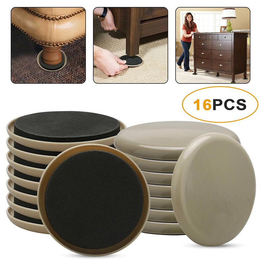 16Pcs 3.5 inch Round Carpet Furniture Sliders for Carpeted and Hard Floor Surface