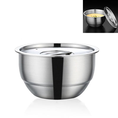 Stainless Steel Steaming Egg Bowls With Lid Anti Scald Food Mixing Bowl DIY Cake Bread Mixer Kitchen Utensil Bowl
