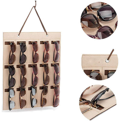 Hanging Sunglasses Organizer Wall Mounted 15 Slots Glasses Storage Organizer Holder