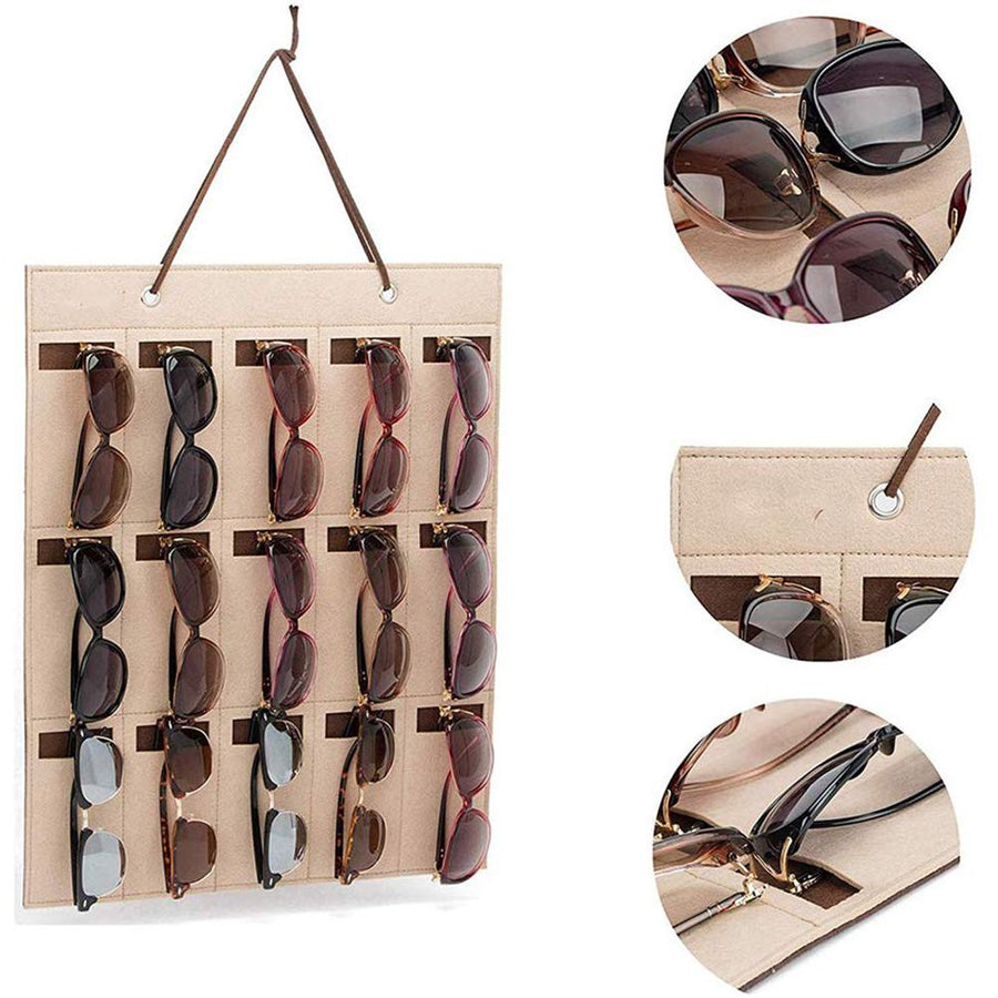 Hanging Sunglasses Organizer Wall Mounted 15 Slots Glasses Storage Organizer Holder