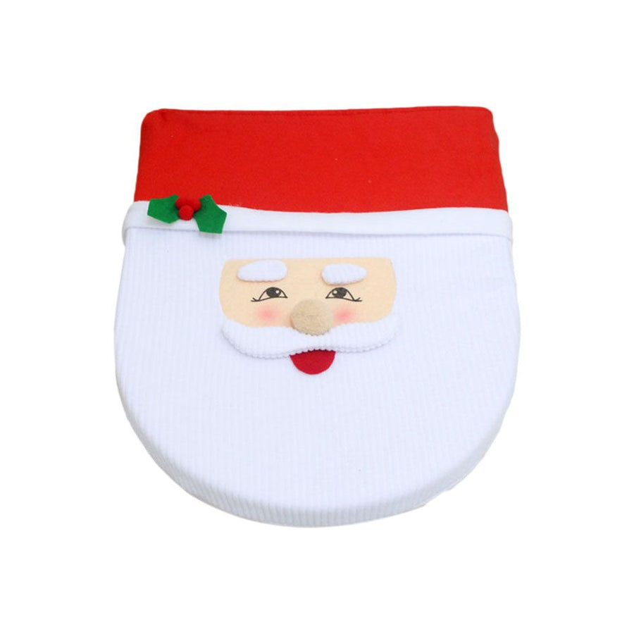 Christmas Pattern Mildew Proof Waterproof Bathroom Toilet Seat Cover Foot Pad and Water Tank Cover Set