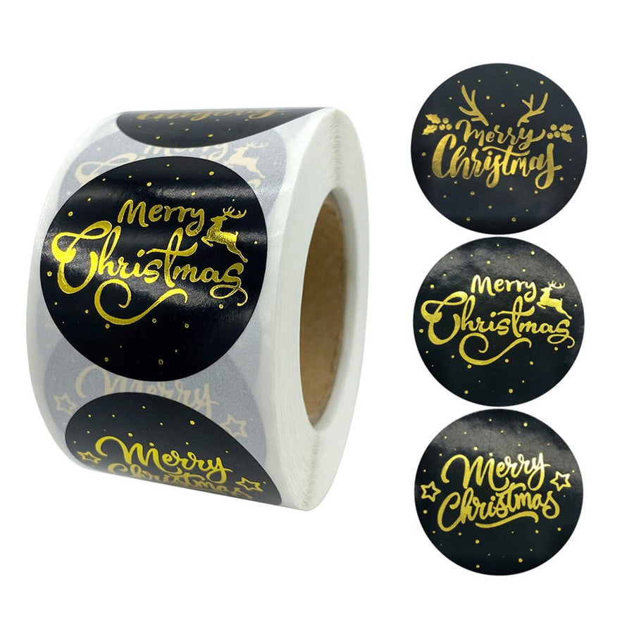 500Pcs/Roll 3.8cm Christmas Stickers Round Envelope Gift Cards Package Labels