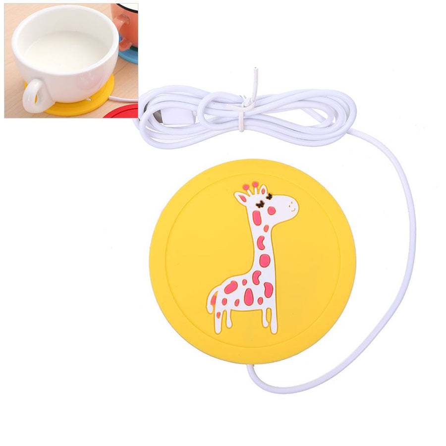 USB Heating Silicone Coaster Cute Cartoon Animal Drink Warmer Mat Nonslip Cup Pad