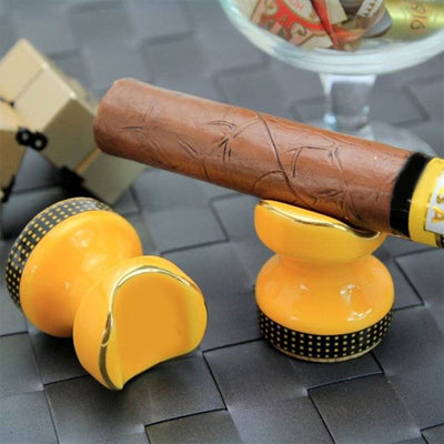 Ceramic Cigar Holder Portable Cigar Stand Display Holder Smoking Accessories for Living Room Bedroom Office Yellow
