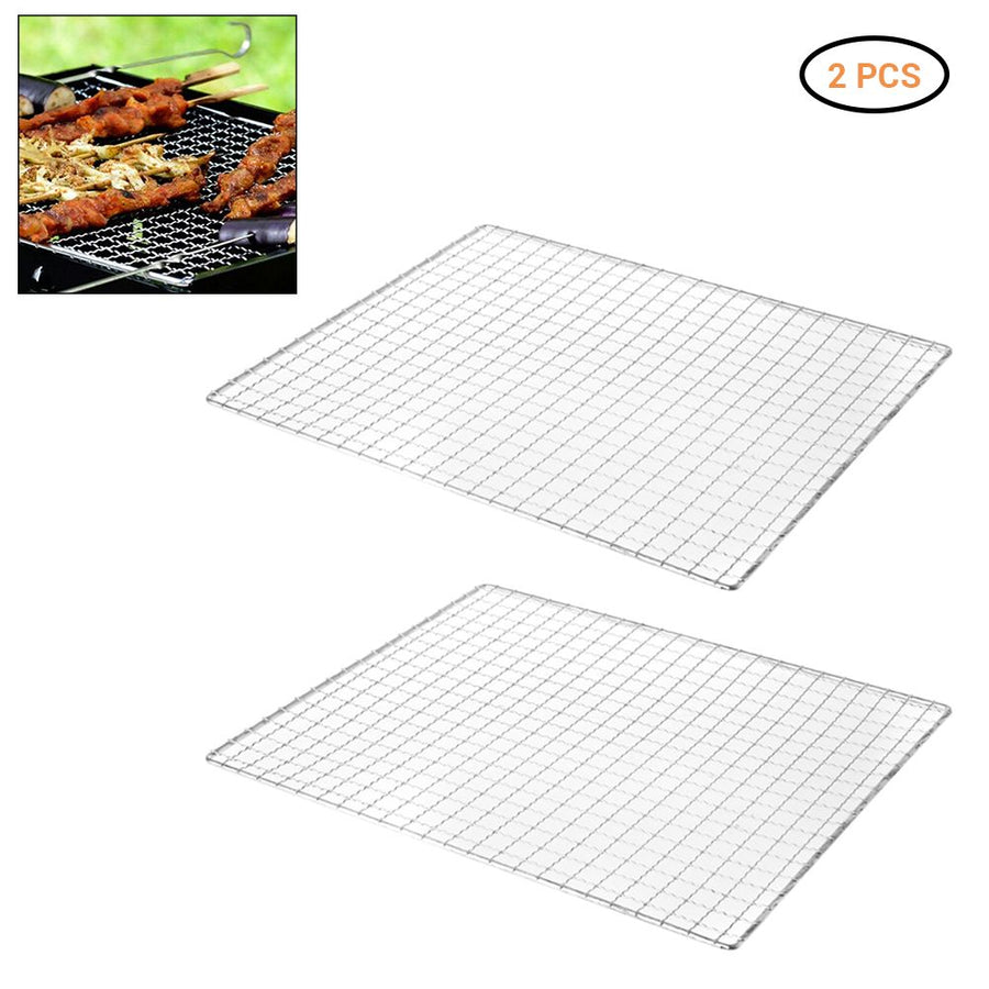 2Pcs Grill Mesh Mats Stainless Steel Non Stick Mesh Grill Mats Back Grids for Grilling Meat Vegetable Seafood