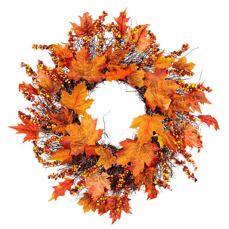 Maple Leaf Wreath Door Hanging Thanksgiving Wreath Halloween Vine Ornament