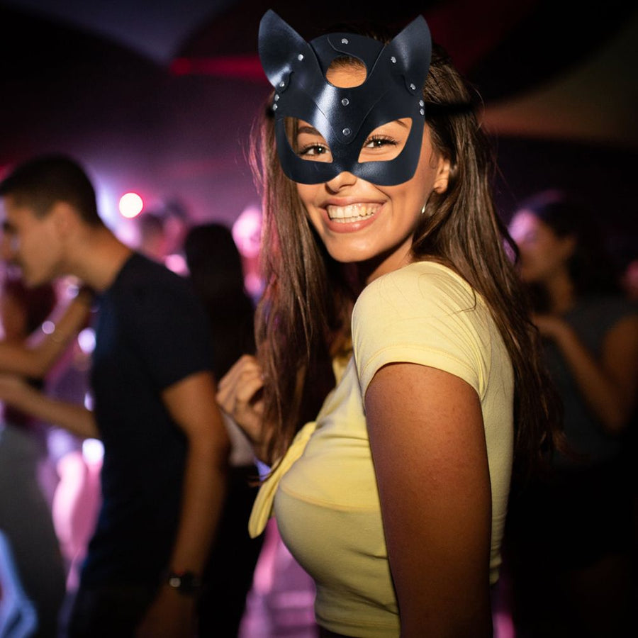 Sexy Leather Cat Face Cover Women Cat Head Face Cover Halloween Carnival Party Cosplay Face Cover