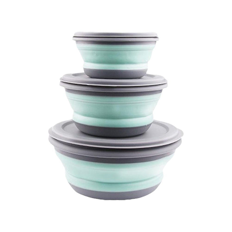 3Pcs Folding Camping Bowl Set Portable Silicone Kitchen Containers for Travel Outdoor Camping