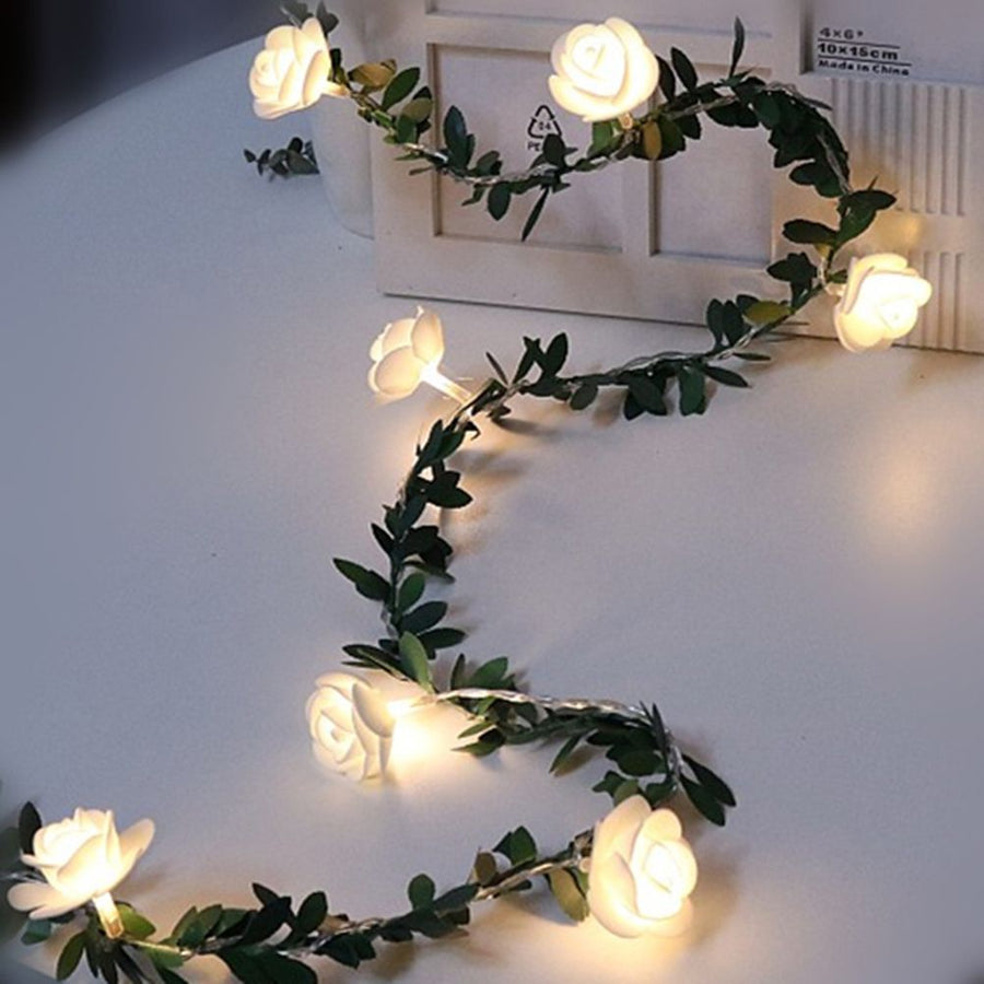 3Meter 20Leds Rose Flower LED Christmas Garland Fairy String Lights Battery Powered Outdoor Wedding Garden Party Decoration