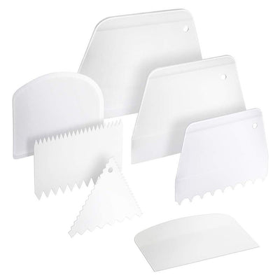 7Pcs Plastic Cake Edge Scrappers Cutters Smoother Tool Set Dough Scraper Cake Scraper for Baking Cake