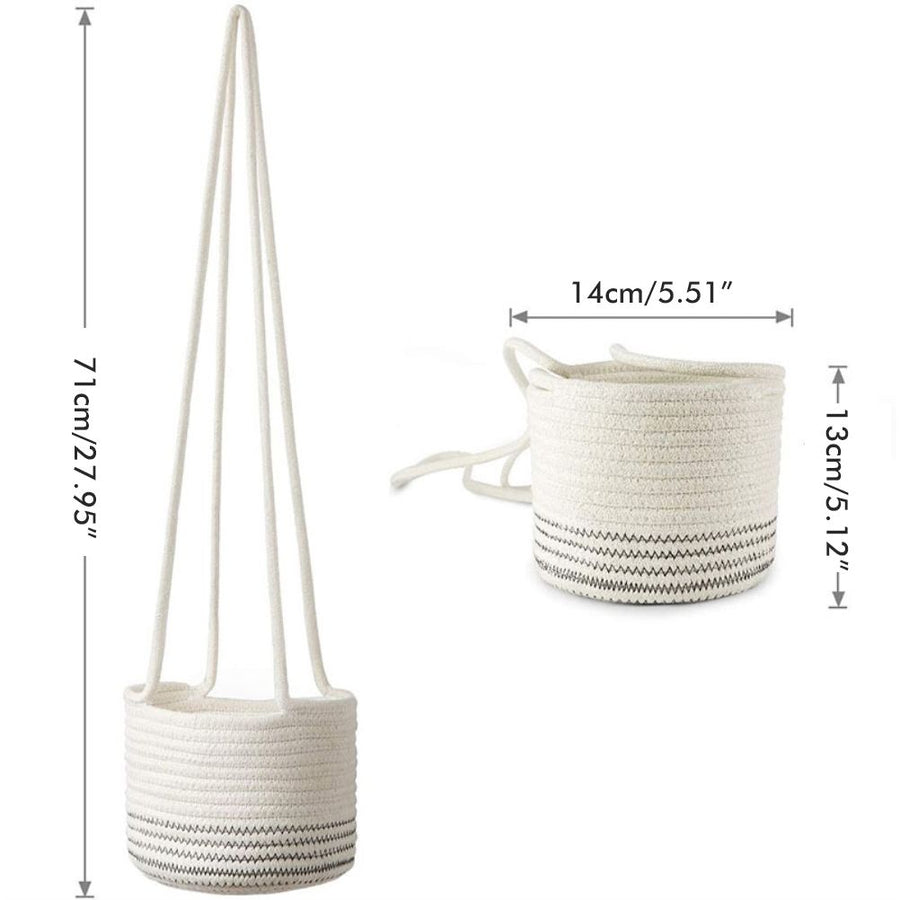 Hanging Plant Pot Holder Braided Plant Basket Indoor Flower Pot Plant Holder Hanging Cotton Rope Plant Storage Organiser