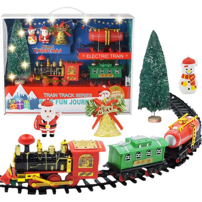 Christmas Train Set Electric Train with Lights and Music Railway Tracks Set Battery Operated Tracks Playset Christmas Gift for Kids