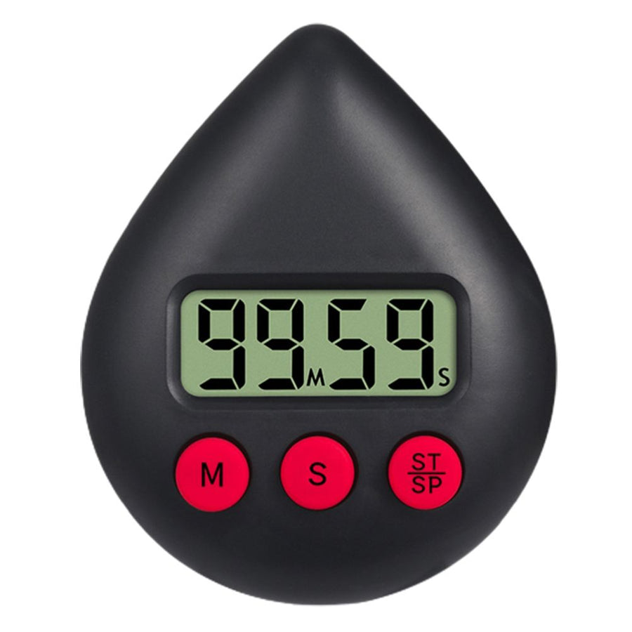 Black Water Drop Shaped Bathroom Timer Portable Simple Operation Digital Shower Cooking Timer for Kitchen Shower