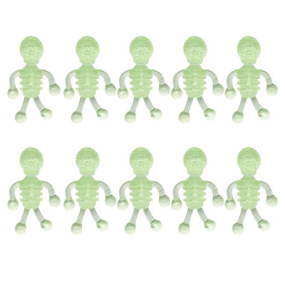 10Pcs Halloween Stretchy Luminous Small Skeleton Toy TPR Stress Relief Toy Halloween Party Favors Supplies