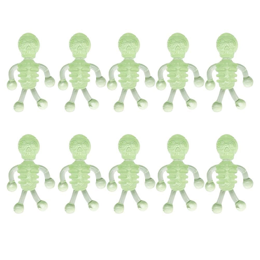 10Pcs Halloween Stretchy Luminous Small Skeleton Toy TPR Stress Relief Toy Halloween Party Favors Supplies