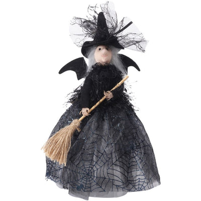 Halloween Veil Witch with Spider Web Skirt Doll Halloween Desktop Ornament Party Decor Haunted House Props