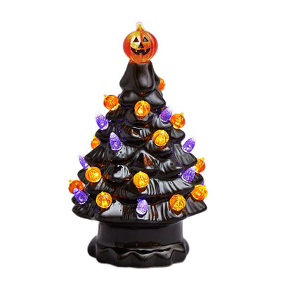 Lighted Ceramic Halloween Tree Tabletop Halloween Decoration Halloween Tree Pumpkin Light