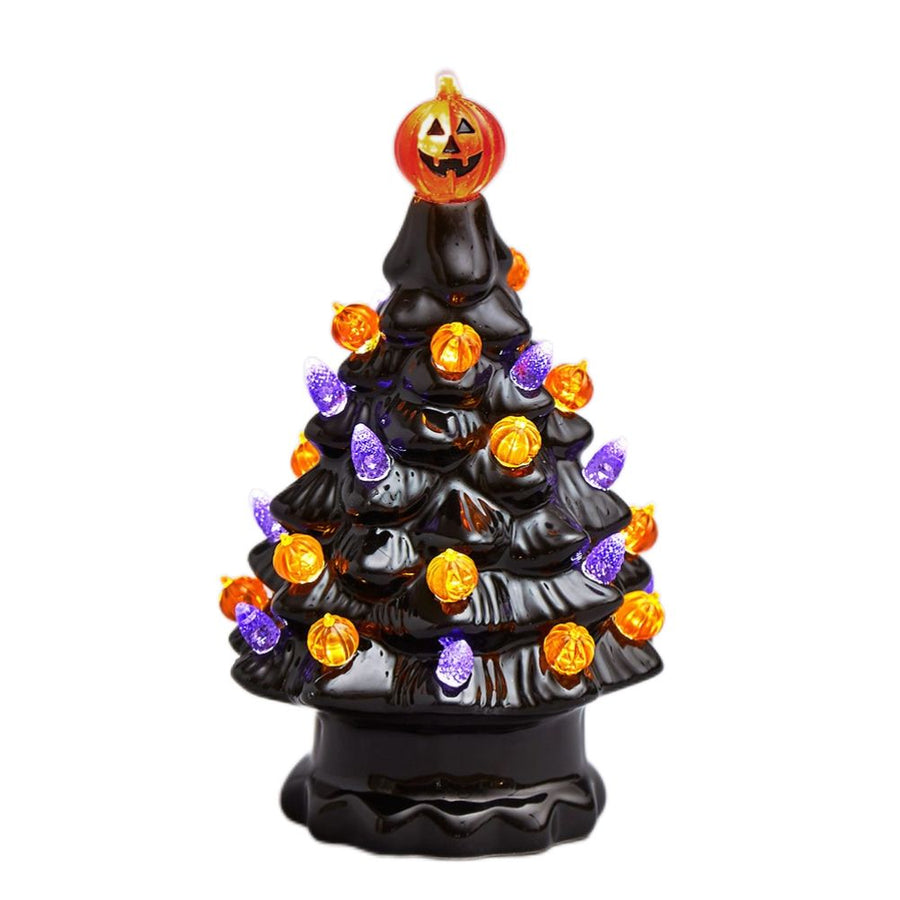 Lighted Ceramic Halloween Tree Tabletop Halloween Decoration Halloween Tree Pumpkin Light